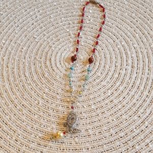 Beaded necklace with dragonfly